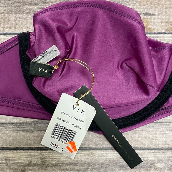 Paula Hermanny Vix Purple Solid Lolita Bandeau Bikini Top NWT Large Underwire - Picture 10 of 12